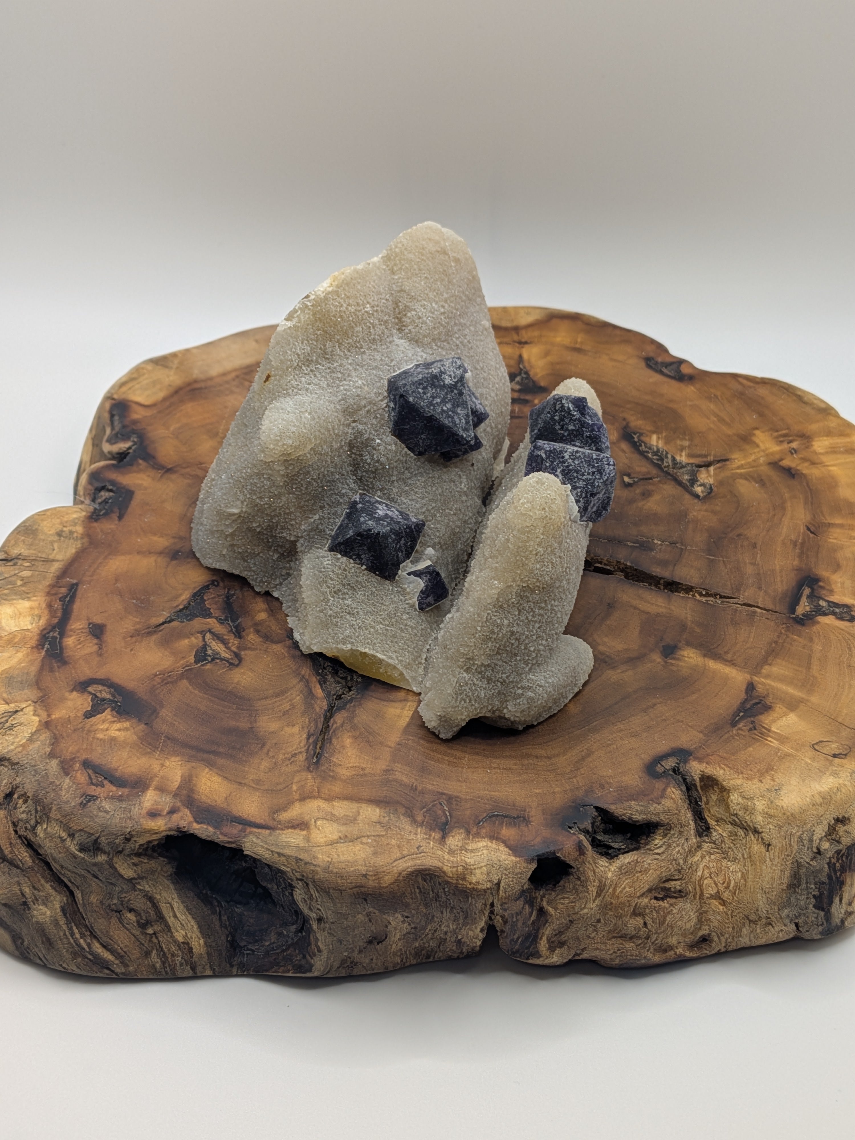 Inner Mongolia Purple Octahedral Fluorite on Druzy Matrix