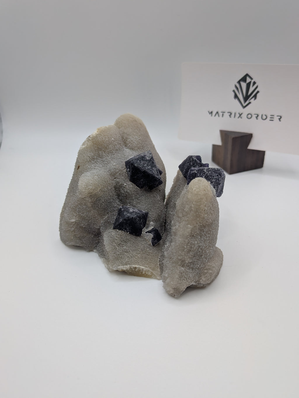Inner Mongolia Purple Octahedral Fluorite on Druzy Matrix