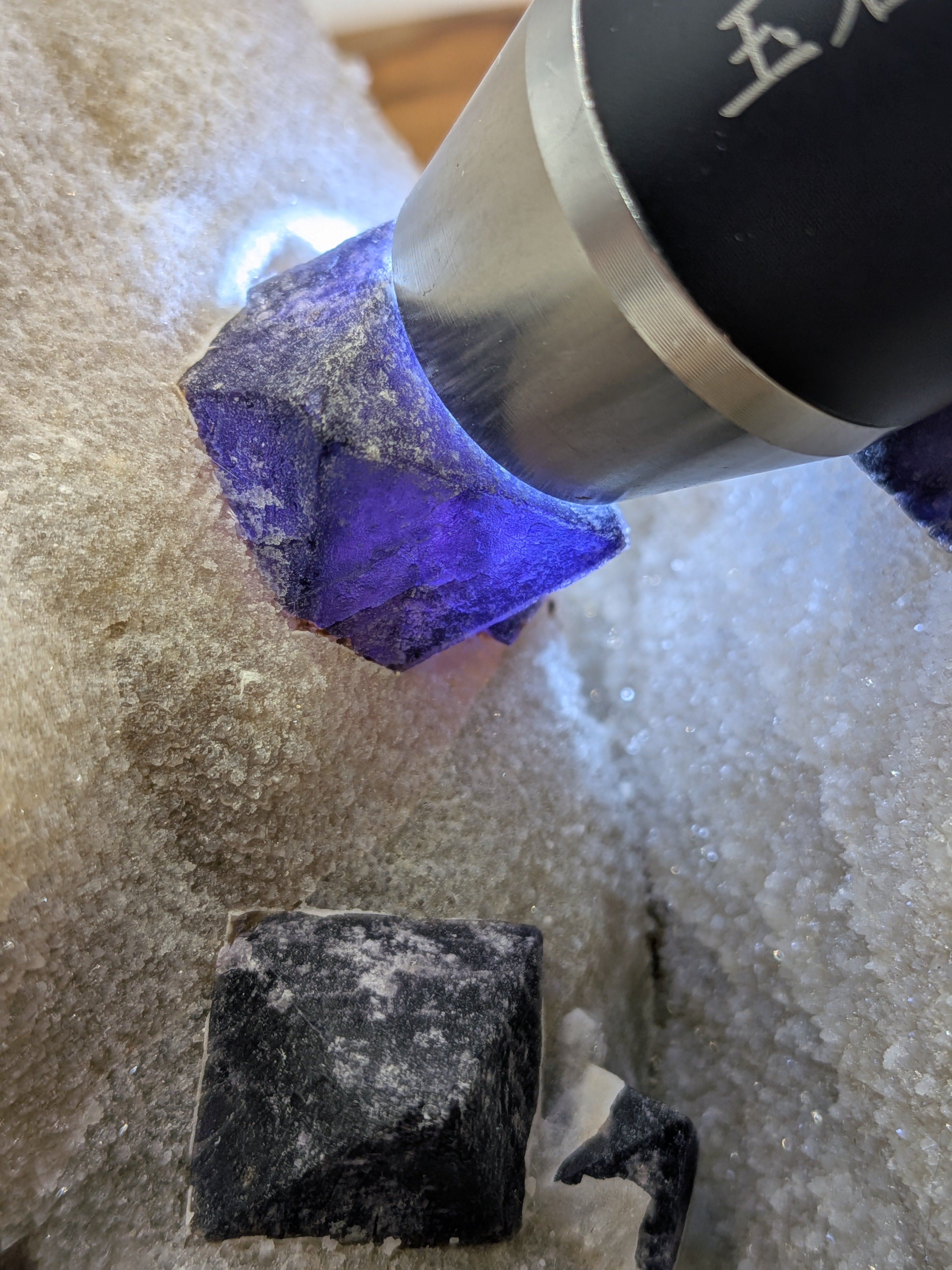 Inner Mongolia Purple Octahedral Fluorite on Druzy Matrix