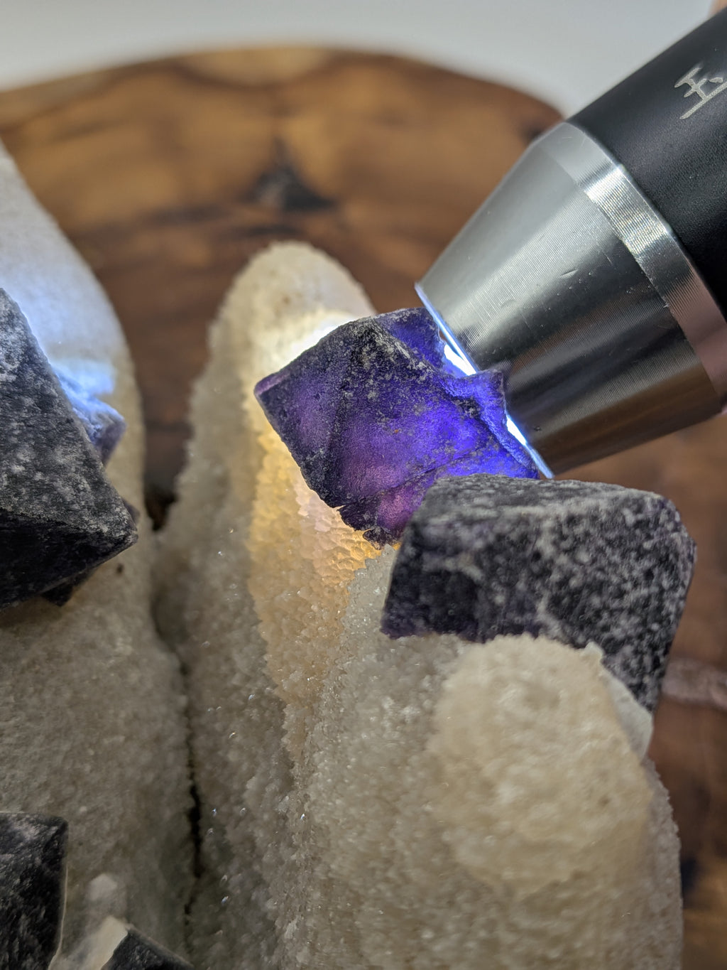 Inner Mongolia Purple Octahedral Fluorite on Druzy Matrix