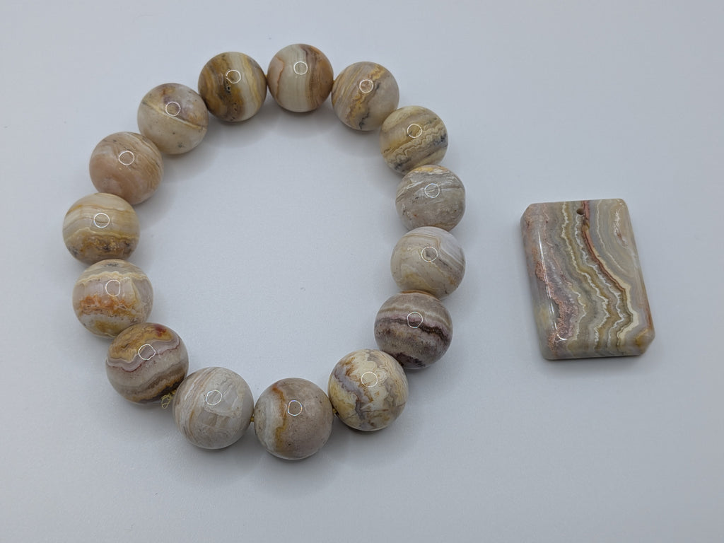 Fossil Coral Bracelet & Matching Pendant Set