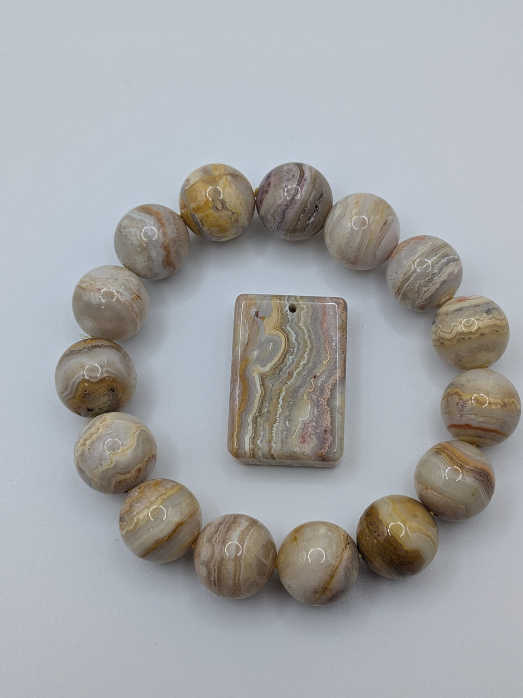 Fossil Coral Bracelet & Matching Pendant Set
